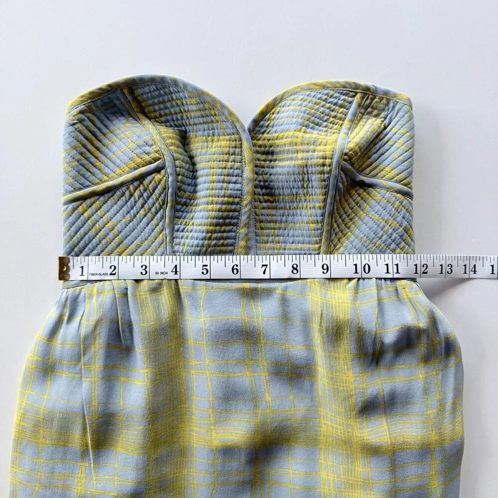Anthropologie Maple Quilted Pastiche Strapless Bustier 100% Silk Dress Size 4-6 - Picture 9 of 11